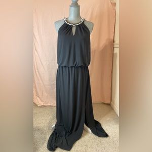Black halter sleeveless dress